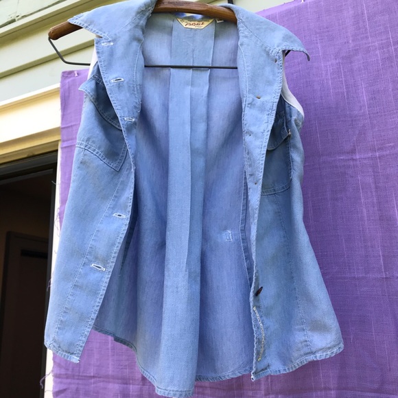 Agolde Sleeveless Button Down Denim Blouse - Picture 5 of 12